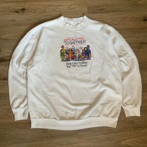 Vintage 80s Belton Graphic Say No To Drugs Sweatshirt White XXL - Made in USA